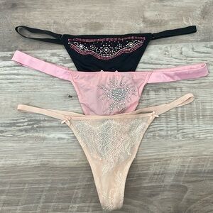Victorias Secret V-String Thongs Bundle of 3 One Size/Medium